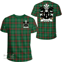 ScotsTee Shop Welsh Cynwrig (SAIS) Coat of Arms Family Crest Wales T Shirt Welsh National Tartan T Shirt