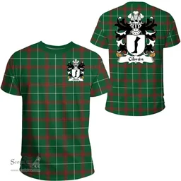 ScotsTee Shop Welsh Cilmin (TROED-DDU) Coat of Arms Family Crest Wales T Shirt Welsh National Tartan T Shirt
