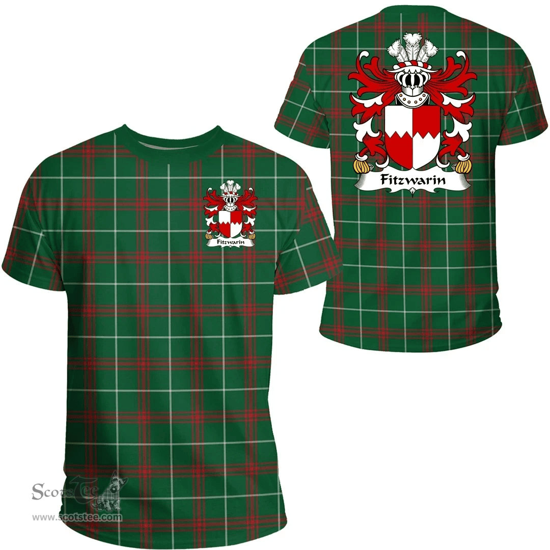ScotsTee Shop Welsh Fitzwarin (Lords of Whittington) Coat of Arms Family Crest Wales T Shirt Welsh National Tartan T Shirt