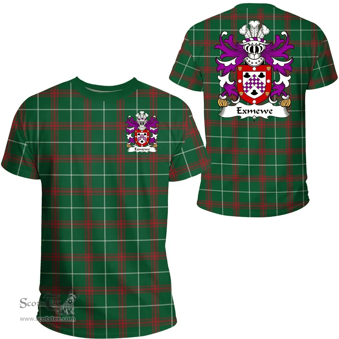 ScotsTee Shop Welsh Exmewe (of Ruthin, Denbighshire) Coat of Arms Family Crest Wales T Shirt Welsh National Tartan T Shirt