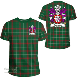 ScotsTee Shop Welsh Exmewe (of Ruthin, Denbighshire) Coat of Arms Family Crest Wales T Shirt Welsh National Tartan T Shirt