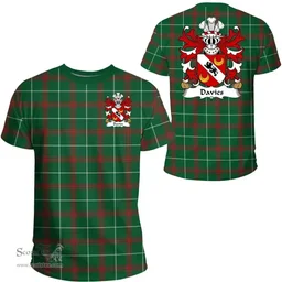 ScotsTee Shop Welsh Davies (of Chester) Coat of Arms Family Crest Wales T Shirt Welsh National Tartan T Shirt