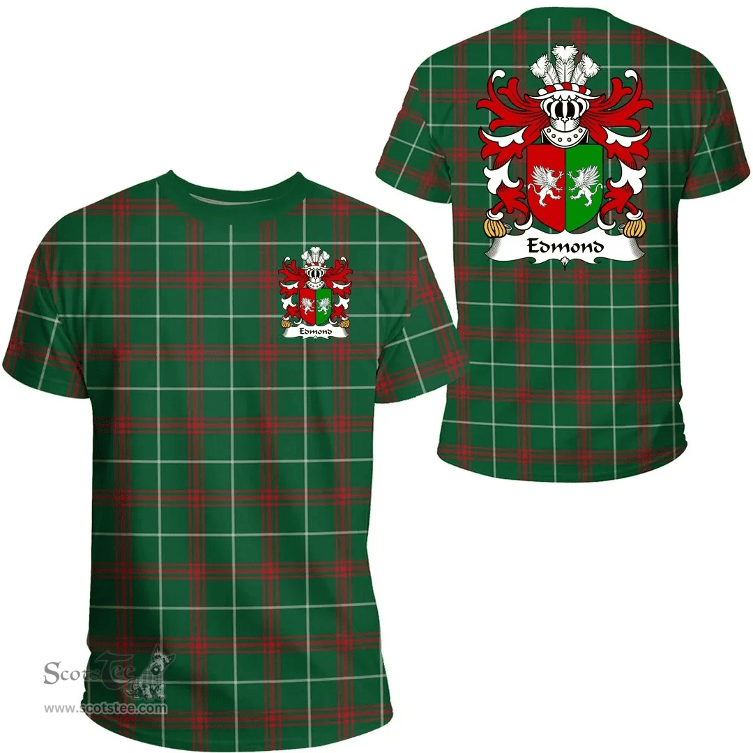 ScotsTee Shop Welsh Edmond (AP MERYTH) Coat of Arms Family Crest Wales T Shirt Welsh National Tartan T Shirt