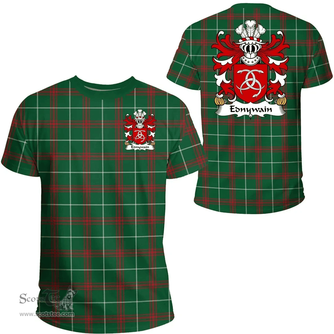 ScotsTee Shop Welsh Ednywain (AP BRADWEN) Coat of Arms Family Crest Wales T Shirt Welsh National Tartan T Shirt