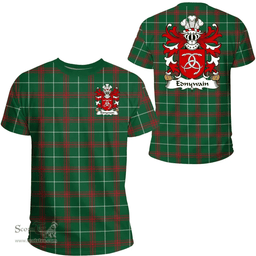 ScotsTee Shop Welsh Ednywain (AP BRADWEN) Coat of Arms Family Crest Wales T Shirt Welsh National Tartan T Shirt