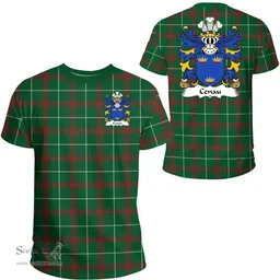 ScotsTee Shop Welsh Cenau (AP COEL GODEBOG) Coat of Arms Family Crest Wales T Shirt Welsh National Tartan T Shirt