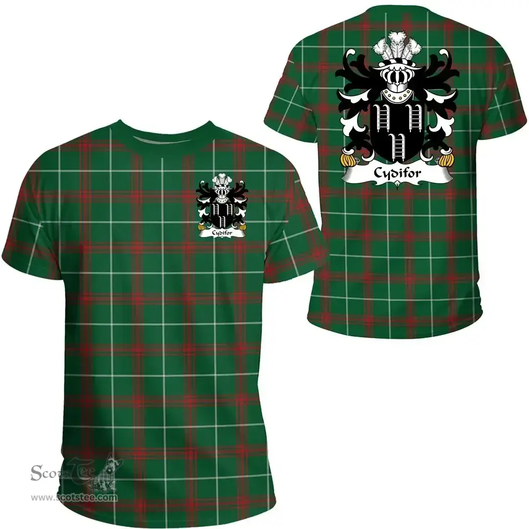 ScotsTee Shop Welsh Cydifor (AP DINAWAL) Coat of Arms Family Crest Wales T Shirt Welsh National Tartan T Shirt