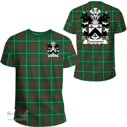 ScotsTee Shop Welsh Davenport (Cheshire and of Denbighshire) Coat of Arms Family Crest Wales T Shirt Welsh National Tartan T Shirt