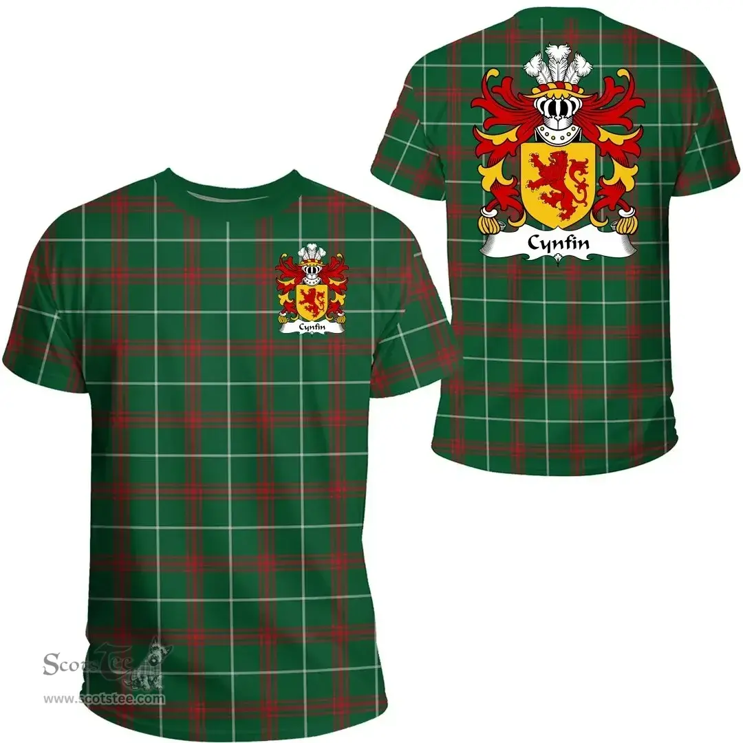 ScotsTee Shop Welsh Cynfin (AP GWERYSTAN) Coat of Arms Family Crest Wales T Shirt Welsh National Tartan T Shirt