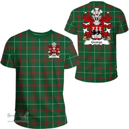 ScotsTee Shop Welsh George (OWEN HARRY, Pembrokeshire) Coat of Arms Family Crest Wales T Shirt Welsh National Tartan T Shirt
