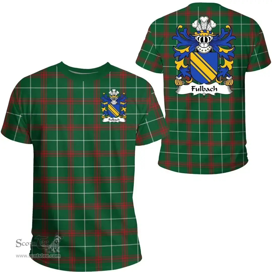 ScotsTee Shop Welsh Fulbach (or Filbech of Marloes, of Pembrokeshire) Coat of Arms Family Crest Wales T Shirt Welsh National Tartan T Shirt