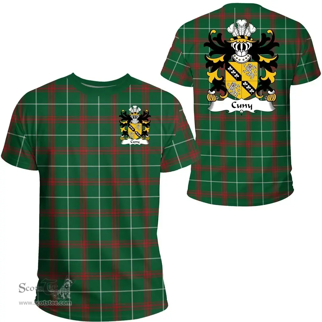 ScotsTee Shop Welsh Cuny (of Welston, Pembrokeshire) Coat of Arms Family Crest Wales T Shirt Welsh National Tartan T Shirt