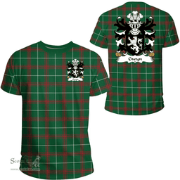 ScotsTee Shop Welsh Gwyn (AP GWAITHFOED, of Castell-gwyn) Coat of Arms Family Crest Wales T Shirt Welsh National Tartan T Shirt