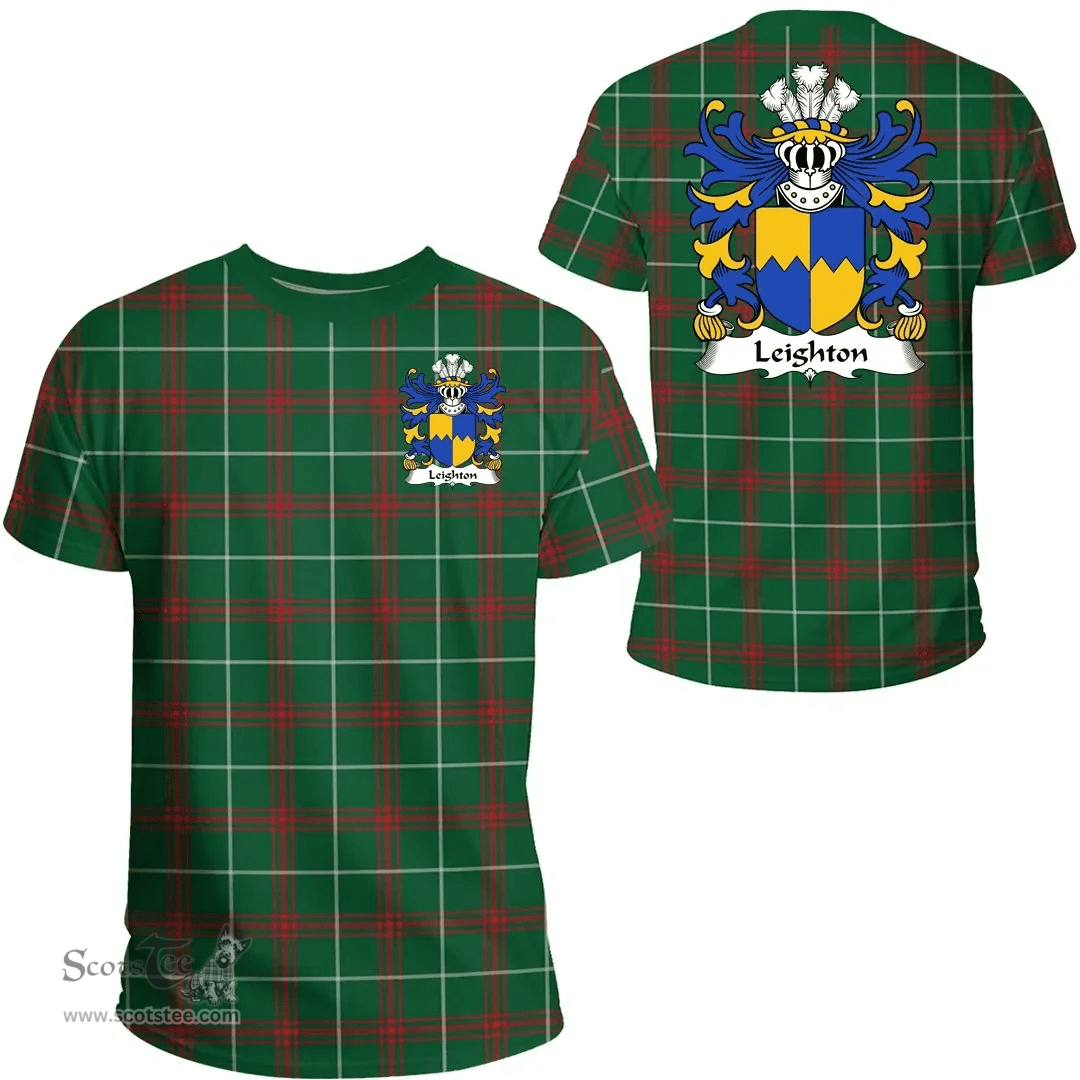 ScotsTee Shop Welsh Leighton (of Leighton, Shropshire) Coat of Arms Family Crest Wales T Shirt Welsh National Tartan T Shirt