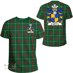 ScotsTee Shop Welsh Leighton (of Leighton, Shropshire) Coat of Arms Family Crest Wales T Shirt Welsh National Tartan T Shirt