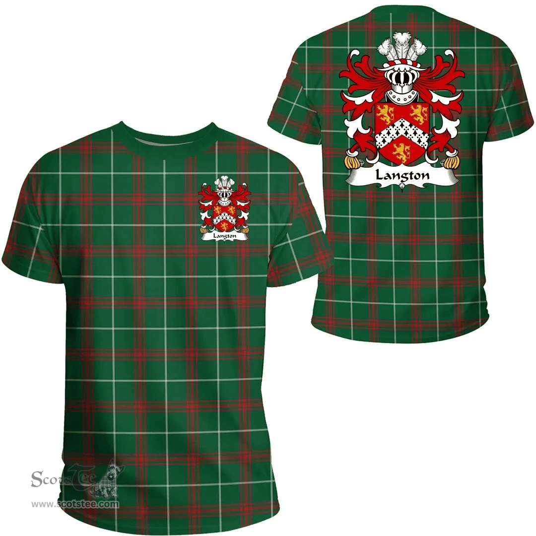 ScotsTee Shop Welsh Langton (Sir William-of Henllys, Gower) Coat of Arms Family Crest Wales T Shirt Welsh National Tartan T Shirt