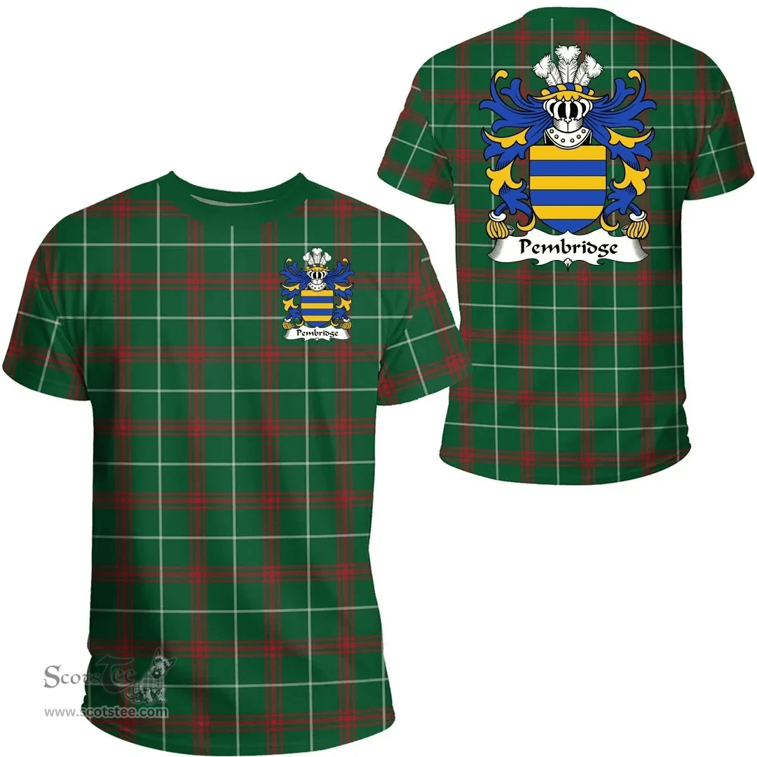 ScotsTee Shop Welsh Pembridge (of Penbrugge, Herefordshire) Coat of Arms Family Crest Wales T Shirt Welsh National Tartan T Shirt