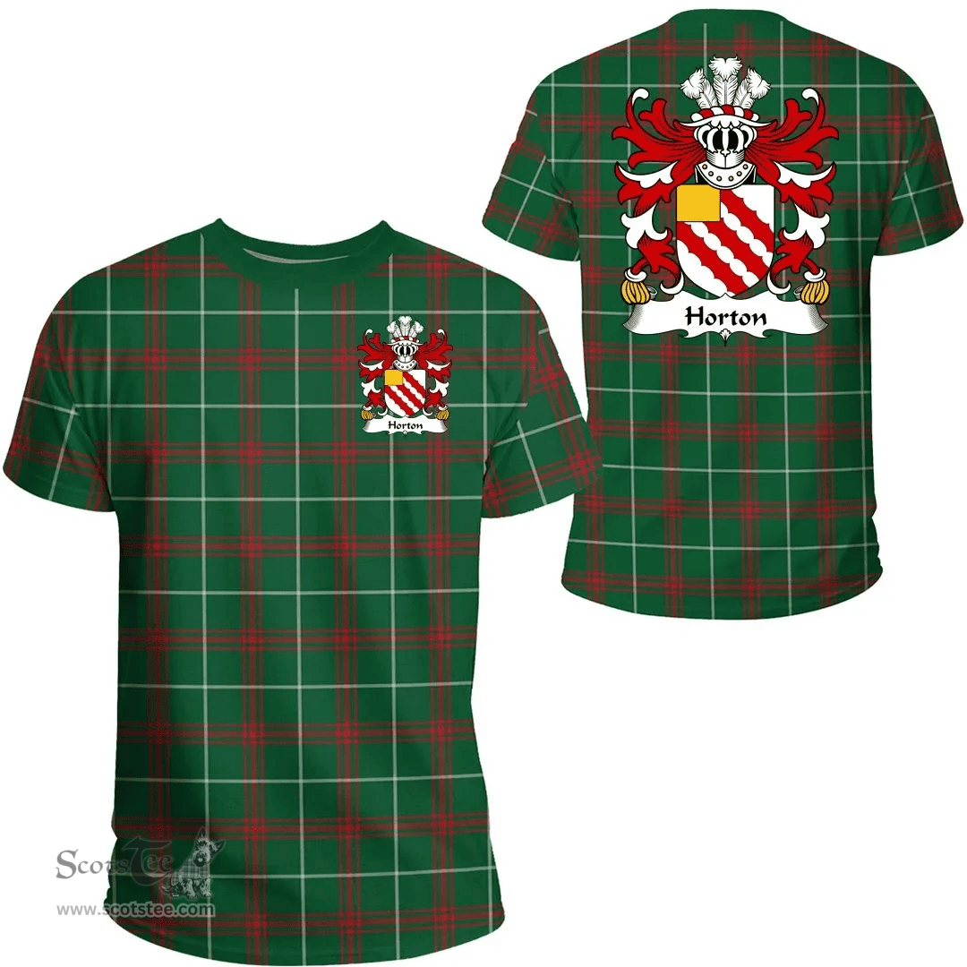 ScotsTee Shop Welsh Horton (of Tre-gwynt, Granston, Pembrokeshire) Coat of Arms Family Crest Wales T Shirt Welsh National Tartan T Shirt