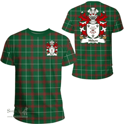 ScotsTee Shop Welsh Hilton (of Denbighshire) Coat of Arms Family Crest Wales T Shirt Welsh National Tartan T Shirt