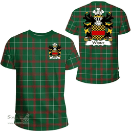 ScotsTee Shop Welsh Winter (of Llan-gain, Carmenthenshire) Coat of Arms Family Crest Wales T Shirt Welsh National Tartan T Shirt