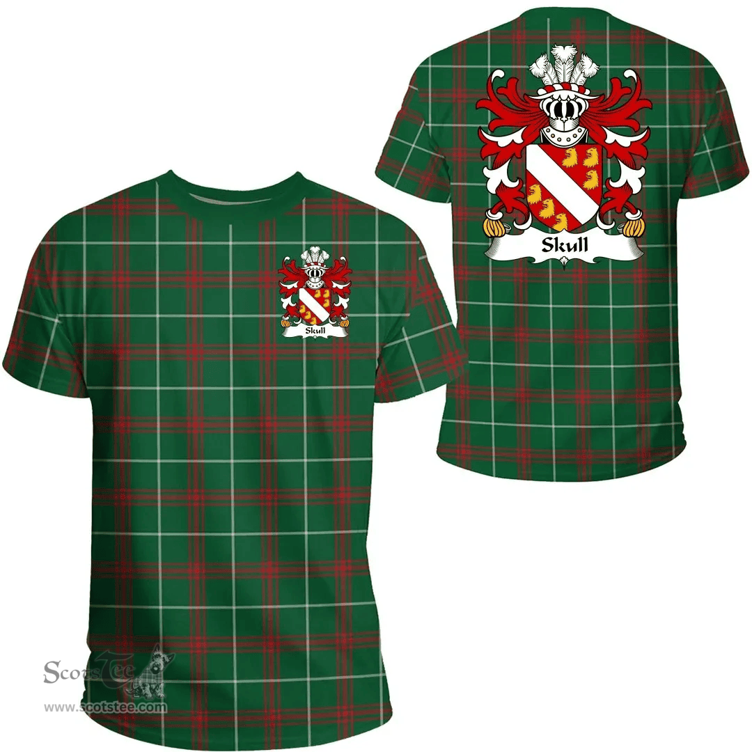 ScotsTee Shop Welsh Skull (of Breconshire) Coat of Arms Family Crest Wales T Shirt Welsh National Tartan T Shirt