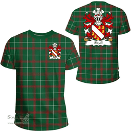 ScotsTee Shop Welsh Skull (of Breconshire) Coat of Arms Family Crest Wales T Shirt Welsh National Tartan T Shirt