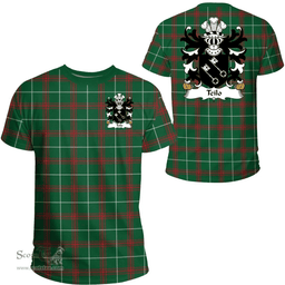 ScotsTee Shop Welsh Teilo (SANT, St. Teilo) Coat of Arms Family Crest Wales T Shirt Welsh National Tartan T Shirt