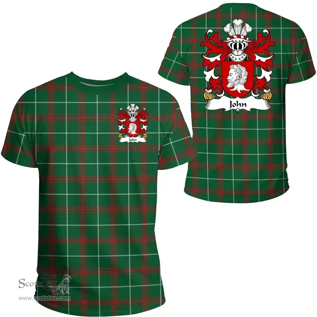 ScotsTee Shop Welsh John (AP GWILYM AP RHYS) Coat of Arms Family Crest Wales T Shirt Welsh National Tartan T Shirt