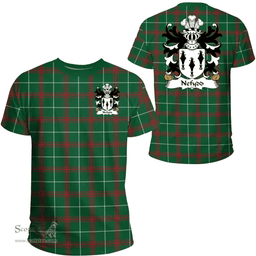 ScotsTee Shop Welsh Nefydd (HARDD, Caernarfonshire) Coat of Arms Family Crest Wales T Shirt Welsh National Tartan T Shirt