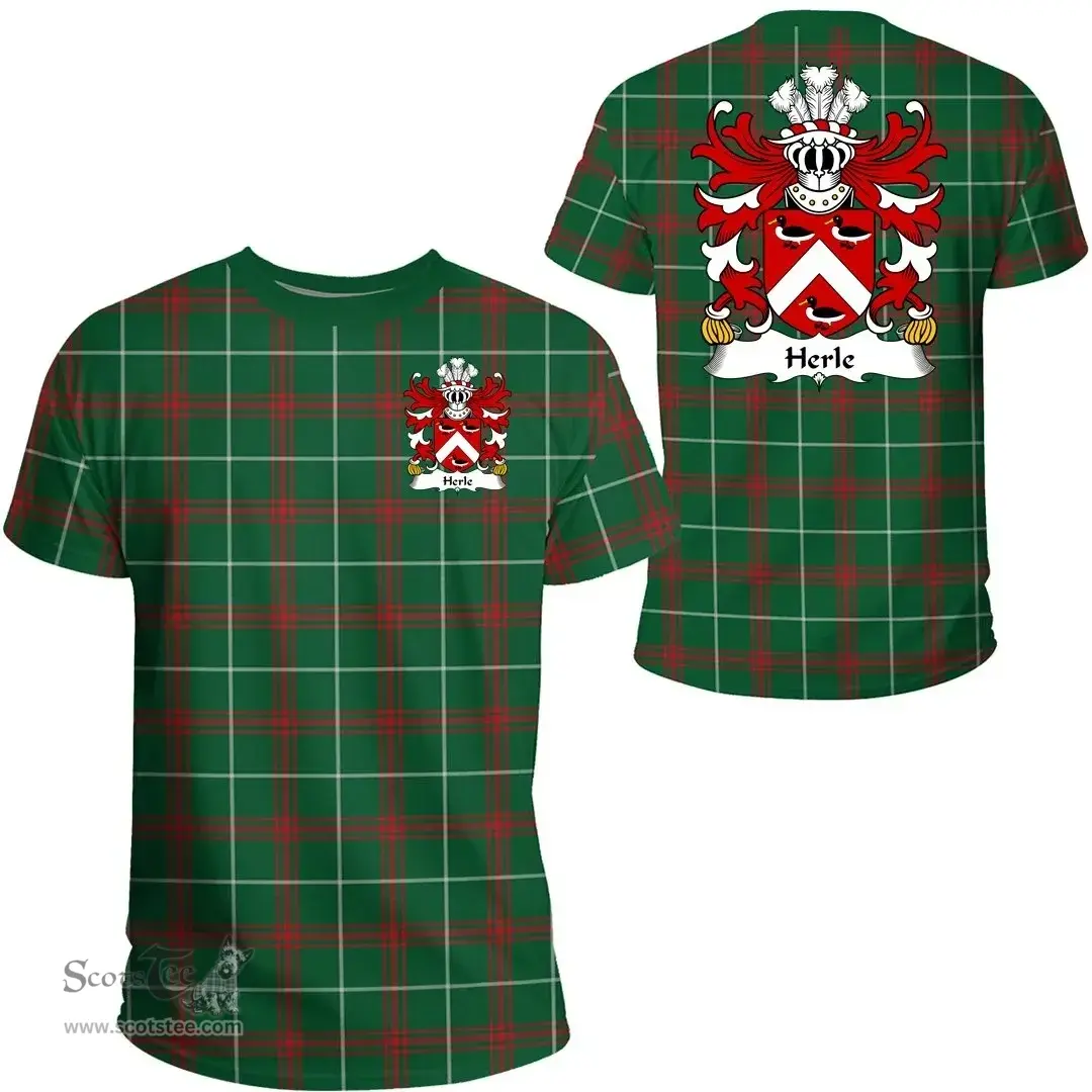 ScotsTee Shop Welsh Herle (of Pembrokeshire) Coat of Arms Family Crest Wales T Shirt Welsh National Tartan T Shirt