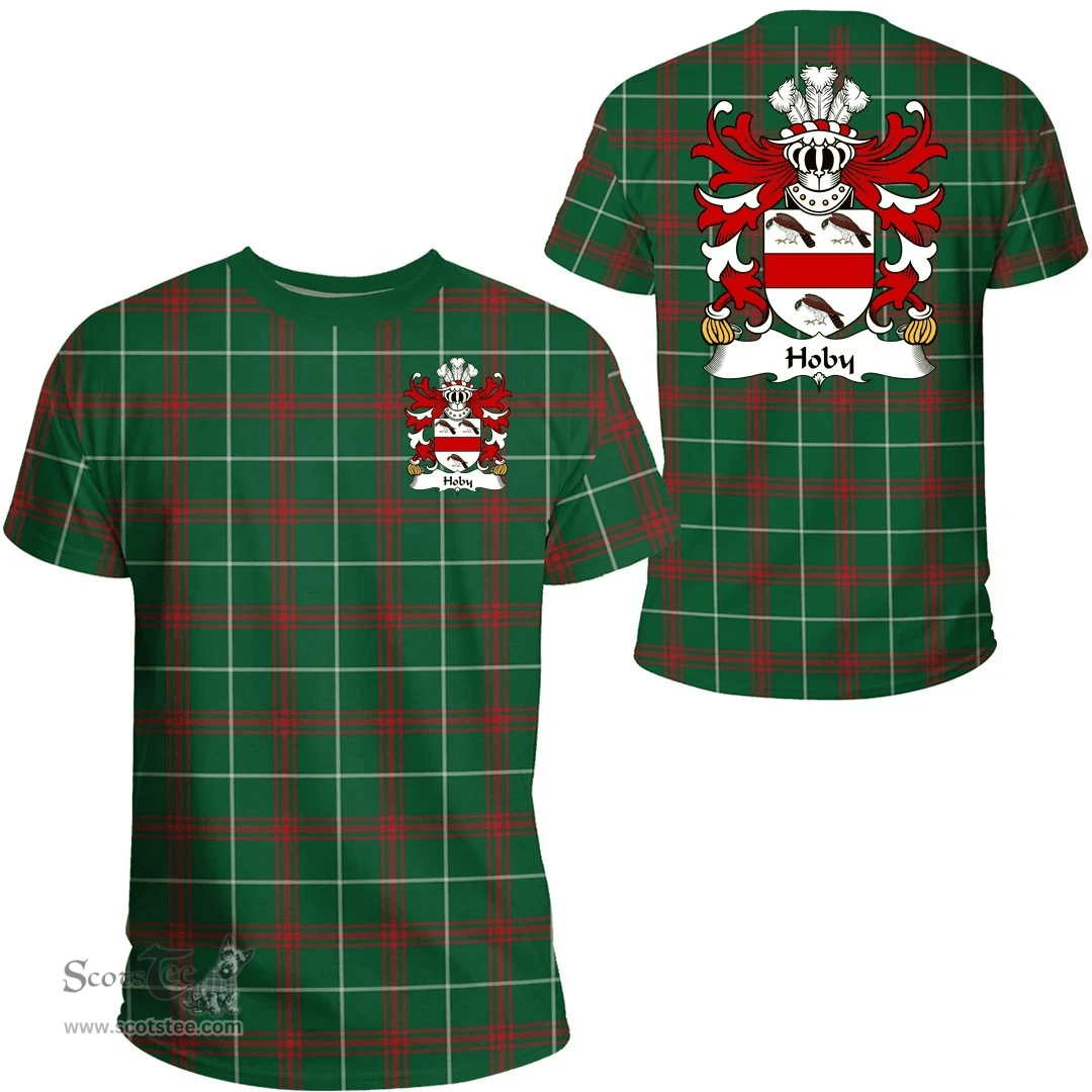 ScotsTee Shop Welsh Hoby (of Radnor, Powys) Coat of Arms Family Crest Wales T Shirt Welsh National Tartan T Shirt