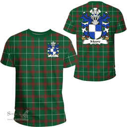 ScotsTee Shop Welsh Moore (lords of Crick, Monmouthshire) Coat of Arms Family Crest Wales T Shirt Welsh National Tartan T Shirt