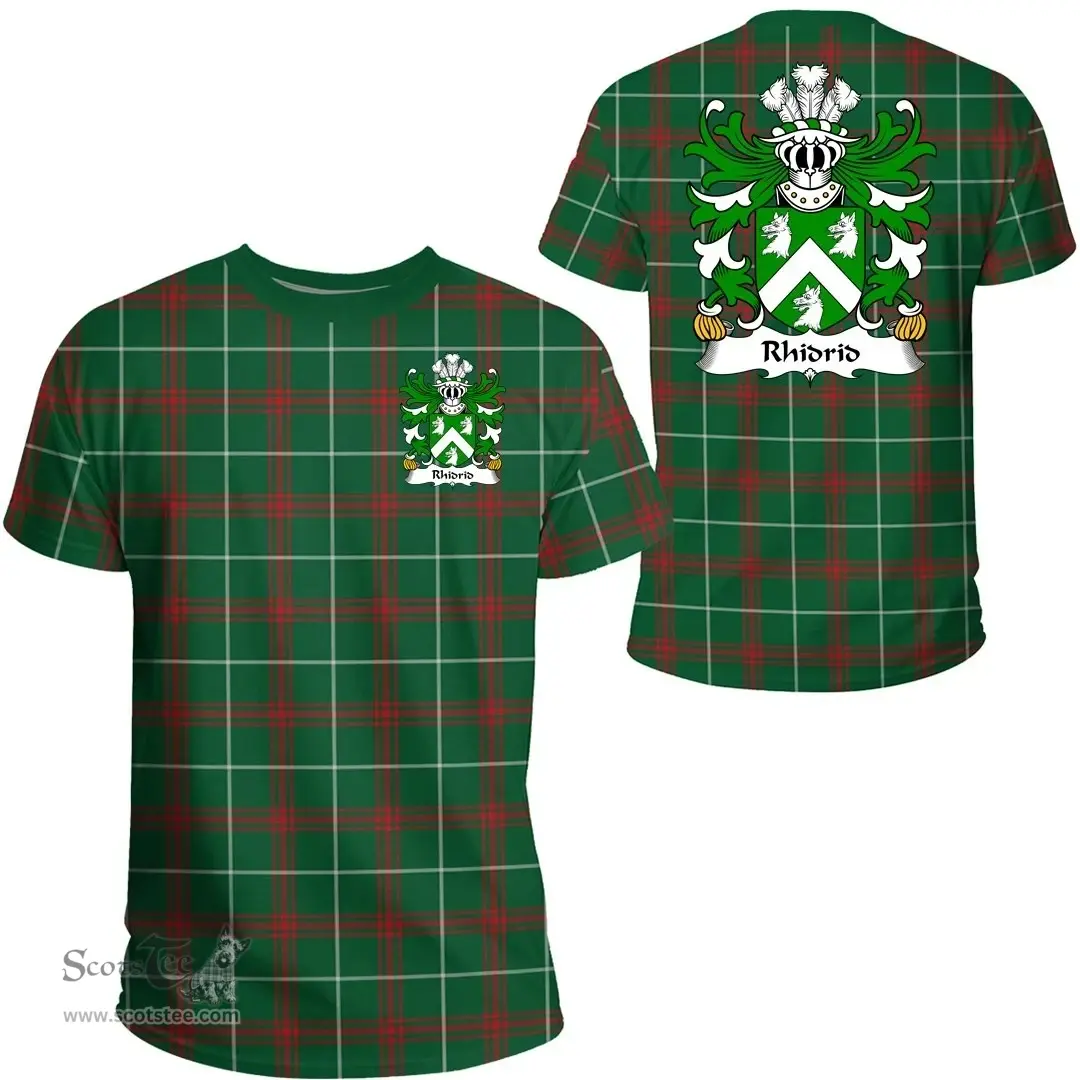 ScotsTee Shop Welsh Rhidrid (FLAIDD-of Penllyn, Merionethshire) Coat of Arms Family Crest Wales T Shirt Welsh National Tartan T Shirt
