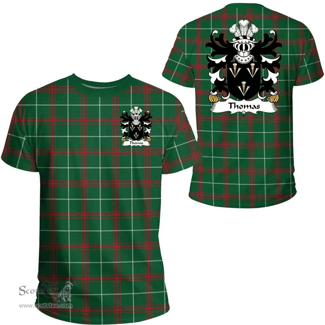 ScotsTee Shop Welsh Thomas (of Monmouthshire) Coat of Arms Family Crest Wales T Shirt Welsh National Tartan T Shirt