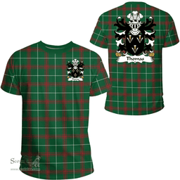 ScotsTee Shop Welsh Thomas (of Monmouthshire) Coat of Arms Family Crest Wales T Shirt Welsh National Tartan T Shirt