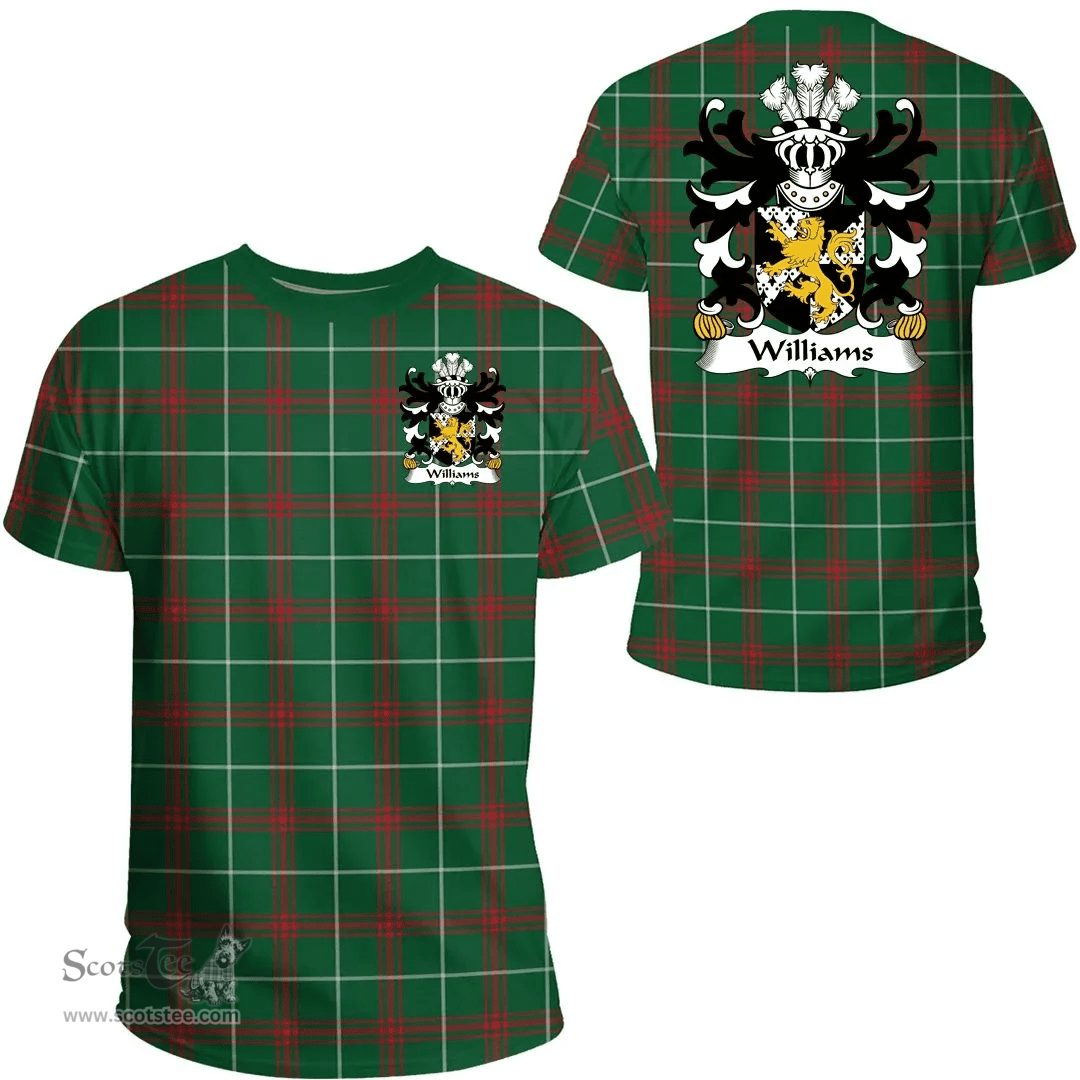 ScotsTee Shop Welsh Williams (lordship of Usk, Monmouthshire) Coat of Arms Family Crest Wales T Shirt Welsh National Tartan T Shirt