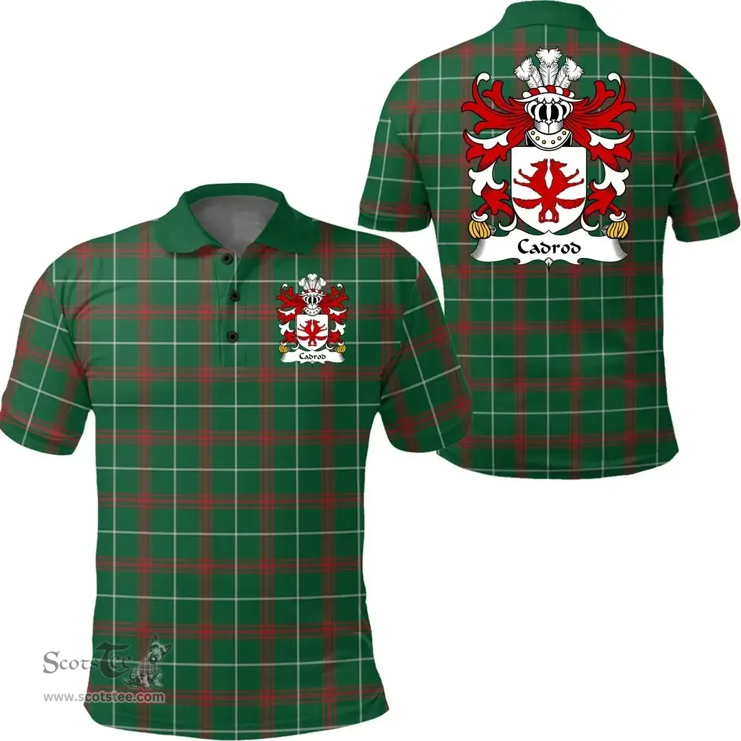 ScotsTee Shop Welsh Cadrod (HARDD) Coat of Arms Family Crest Wales Polo Shirt Welsh National Tartan Polo Shirt