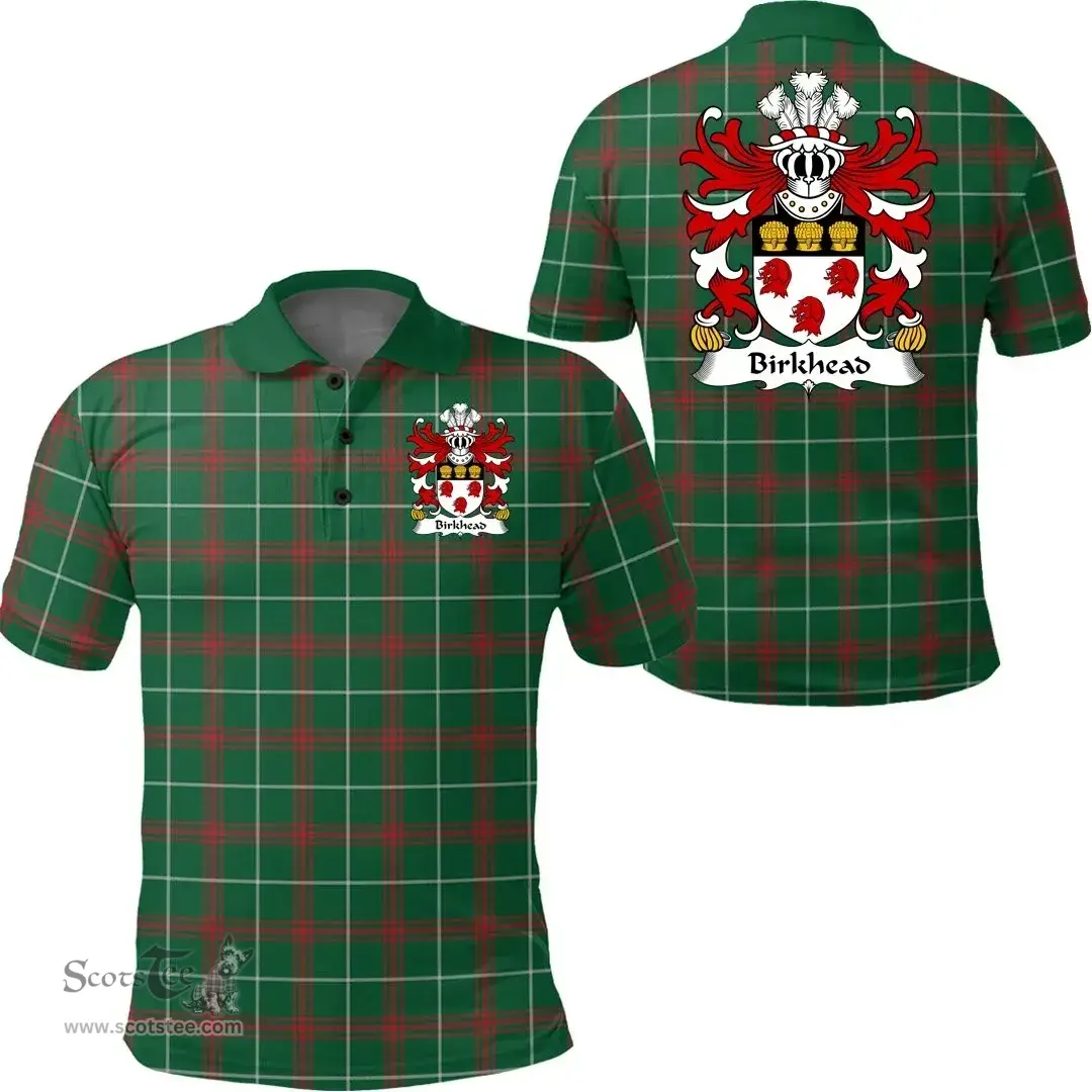 ScotsTee Shop Welsh Birkhead (Bishop of St Asaph) Coat of Arms Family Crest Wales Polo Shirt Welsh National Tartan Polo Shirt