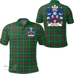 ScotsTee Shop Welsh Basenet (of Flint) Coat of Arms Family Crest Wales Polo Shirt Welsh National Tartan Polo Shirt