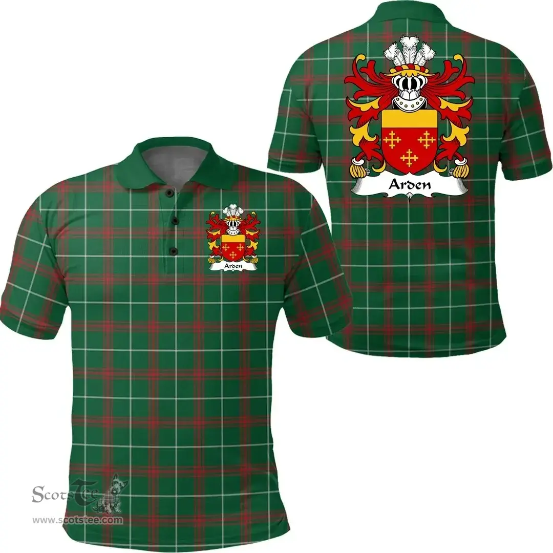 ScotsTee Shop Welsh Arden (Sir John, of Cheshire) Coat of Arms Family Crest Wales Polo Shirt Welsh National Tartan Polo Shirt