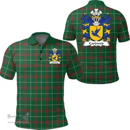 ScotsTee Shop Welsh Cardwed (of Twrcelyn, Bangor) Coat of Arms Family Crest Wales Polo Shirt Welsh National Tartan Polo Shirt