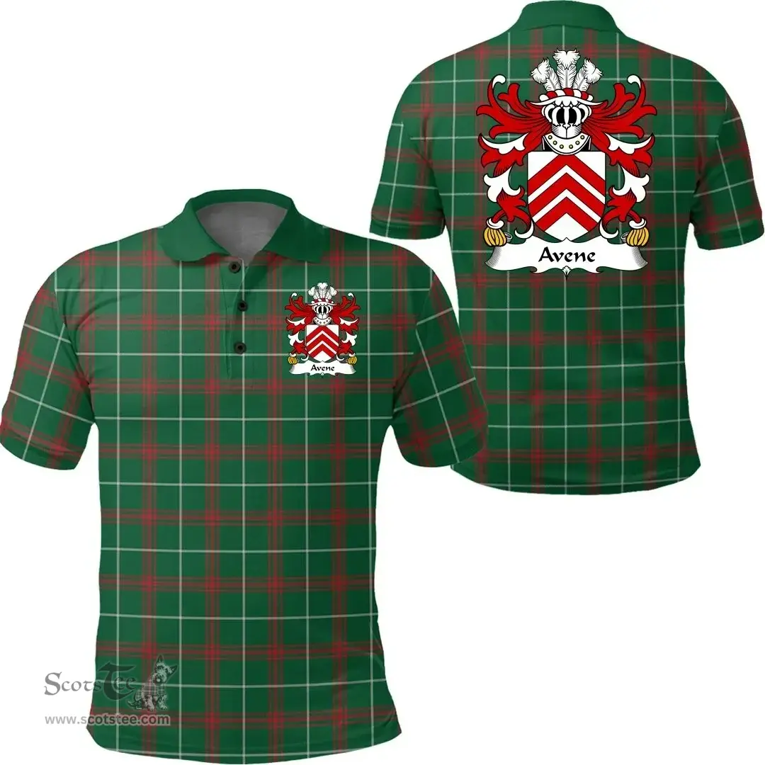 ScotsTee Shop Welsh Avene (lords of Afan) Coat of Arms Family Crest Wales Polo Shirt Welsh National Tartan Polo Shirt
