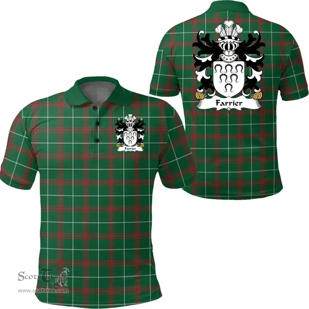 ScotsTee Shop Welsh Farrier (of Carmarthenshire) Coat of Arms Family Crest Wales Polo Shirt Welsh National Tartan Polo Shirt