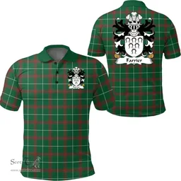 ScotsTee Shop Welsh Farrier (of Carmarthenshire) Coat of Arms Family Crest Wales Polo Shirt Welsh National Tartan Polo Shirt