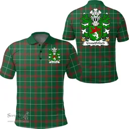 ScotsTee Shop Welsh Gwaithfoed (of Powys) Coat of Arms Family Crest Wales Polo Shirt Welsh National Tartan Polo Shirt