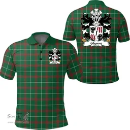 ScotsTee Shop Welsh Glynne (of Glynllifon, Caernarfonshire) Coat of Arms Family Crest Wales Polo Shirt Welsh National Tartan Polo Shirt