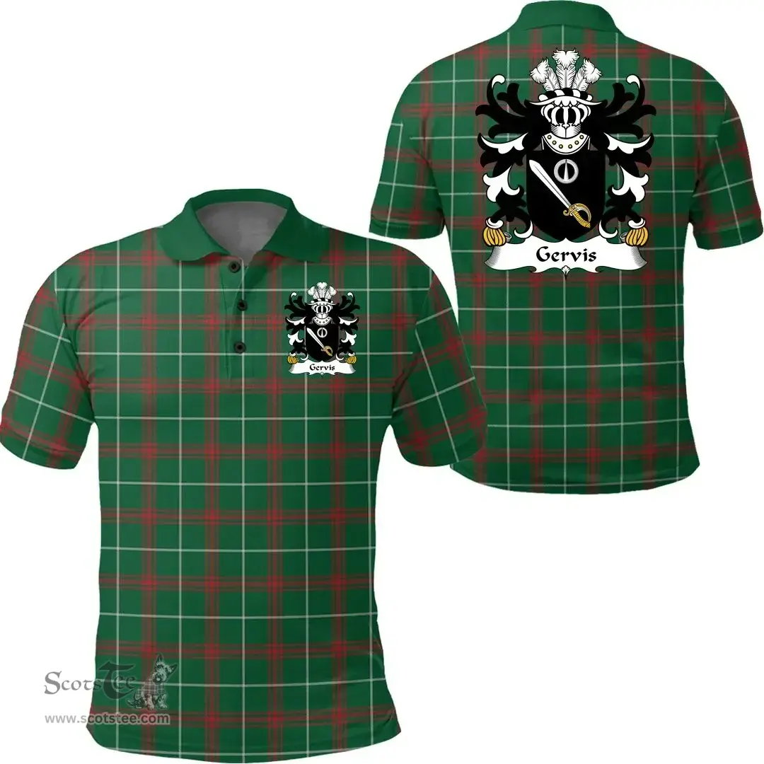 ScotsTee Shop Welsh Gervis (of Ruthin, Denbighshire) Coat of Arms Family Crest Wales Polo Shirt Welsh National Tartan Polo Shirt