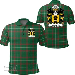 ScotsTee Shop Welsh Iorwerth (SAIS) Coat of Arms Family Crest Wales Polo Shirt Welsh National Tartan Polo Shirt