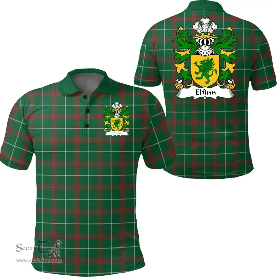 ScotsTee Shop Welsh Elfinn (AP GWYDDNO) Coat of Arms Family Crest Wales Polo Shirt Welsh National Tartan Polo Shirt