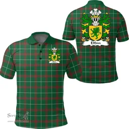 ScotsTee Shop Welsh Elfinn (AP GWYDDNO) Coat of Arms Family Crest Wales Polo Shirt Welsh National Tartan Polo Shirt